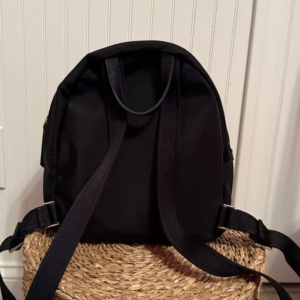 Kate Spade Black Dawn Backpack Nylon Zip Closure Front Pocket Waterbottle Slip